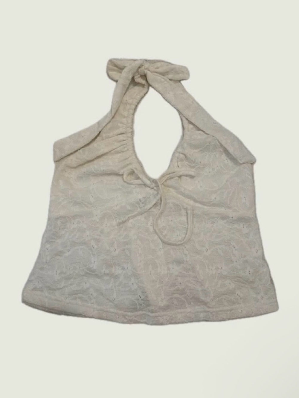 PacSun Lace Halter Tank in Cream